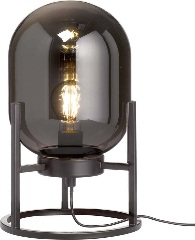 Černá stolní lampa se skleněným stínidlem (výška 34 cm) Regi – Fischer & Honsel Fischer & Honsel