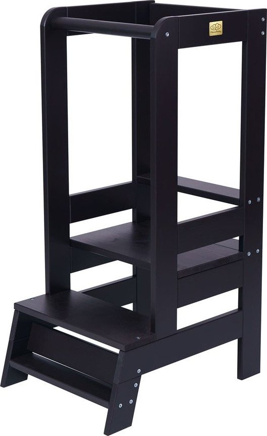 Černá učicí věž z borovicového dřeva Montessori – Meowbaby MeowBaby