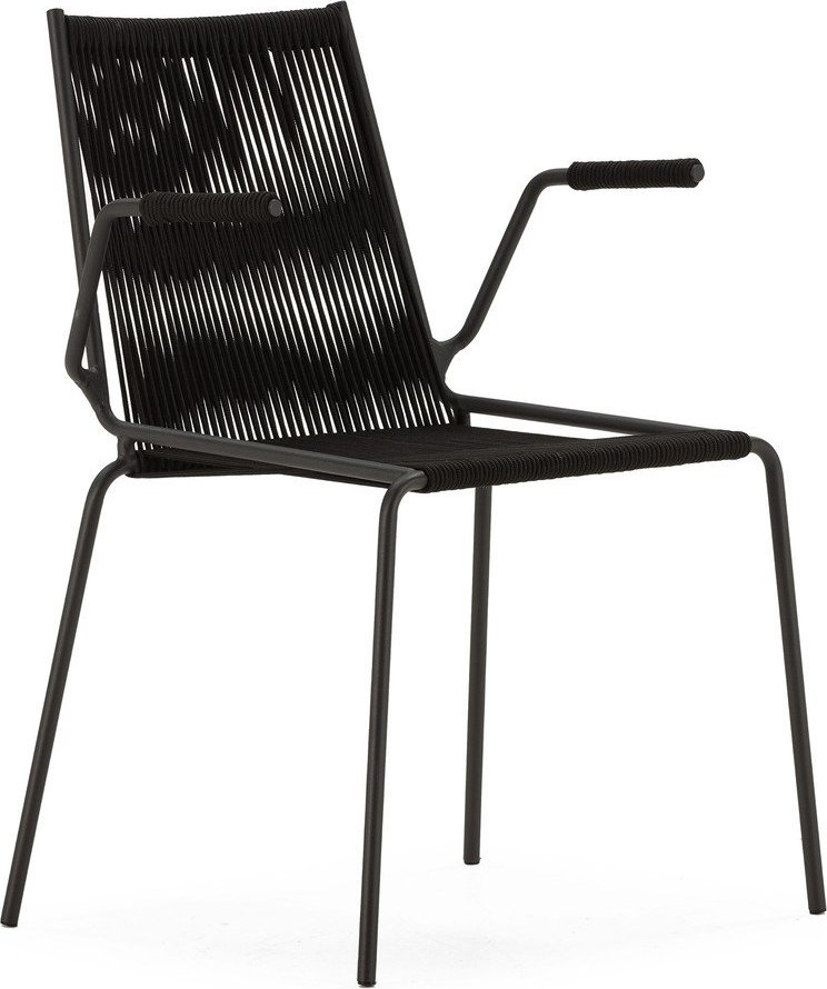 Černé kovové jídelní židle v sadě 2 ks s područkami/stohovatelné Emily – Marckeric Marckeric