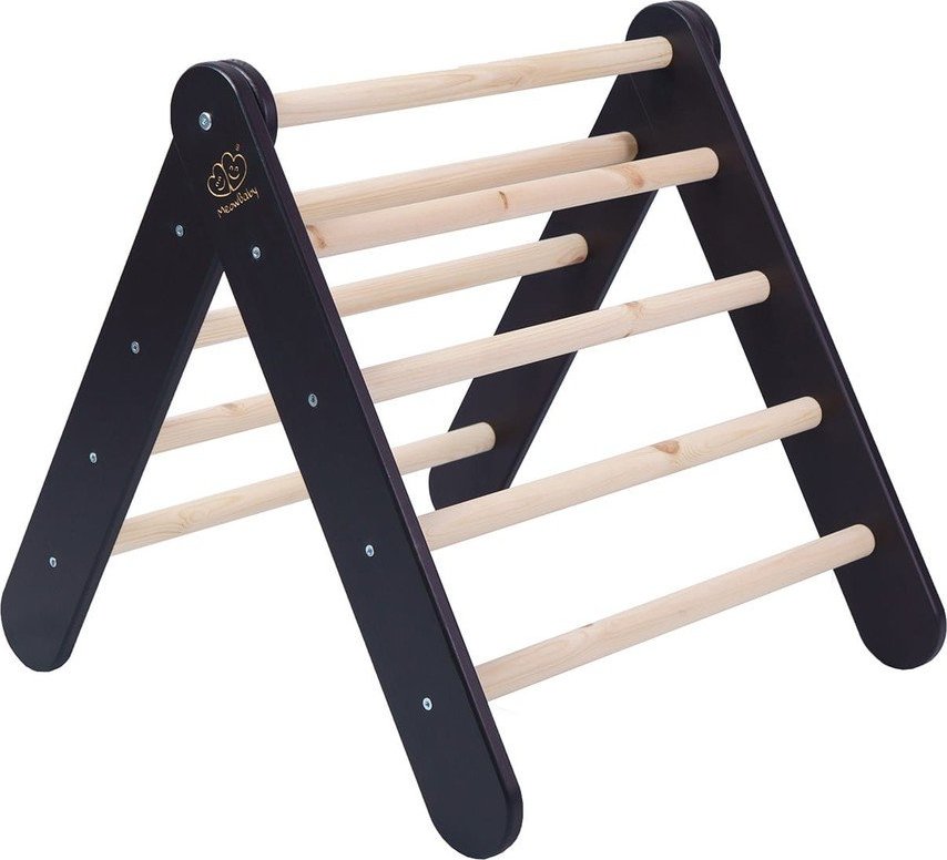 Černý pikler trojúhelník z borovicového dřeva 60x60x60 cm Montessori – Meowbaby MeowBaby