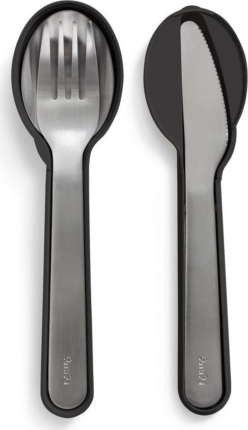 Černý/ve stříbrné barvě nerezový cestovní příbor v sadě 3 ks To Go – Lékué LÉKUÉ