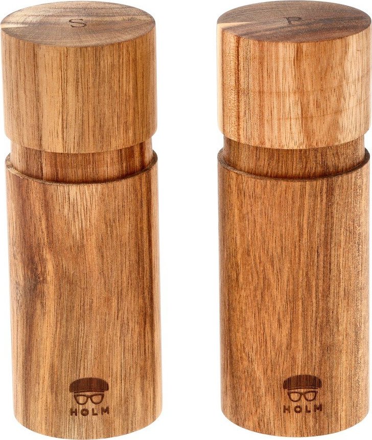 Dřevěná sada mlýnků na pepř a sůl 2 ks v přírodní barvě – Holm Holm