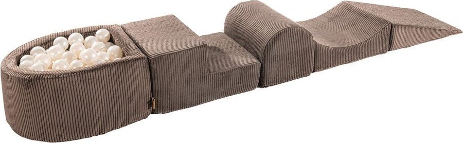 Hnědé manšestrové pěnové hřiště 250x45x30 cm Montessori – Meowbaby MeowBaby