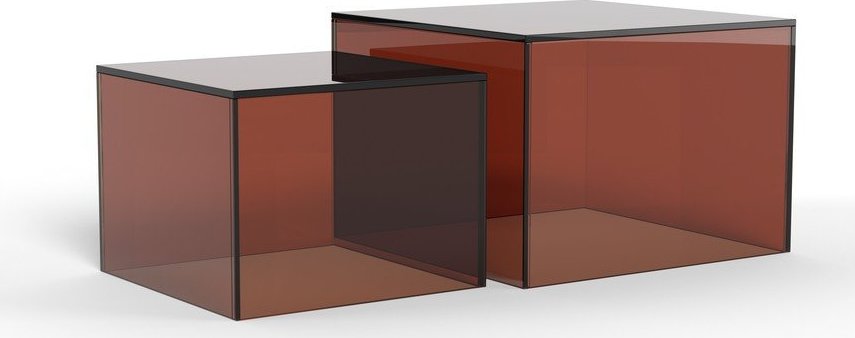 Hnědé skleněné konferenční stolky v sadě 2 ks 50x50 cm Dice – Actona Actona