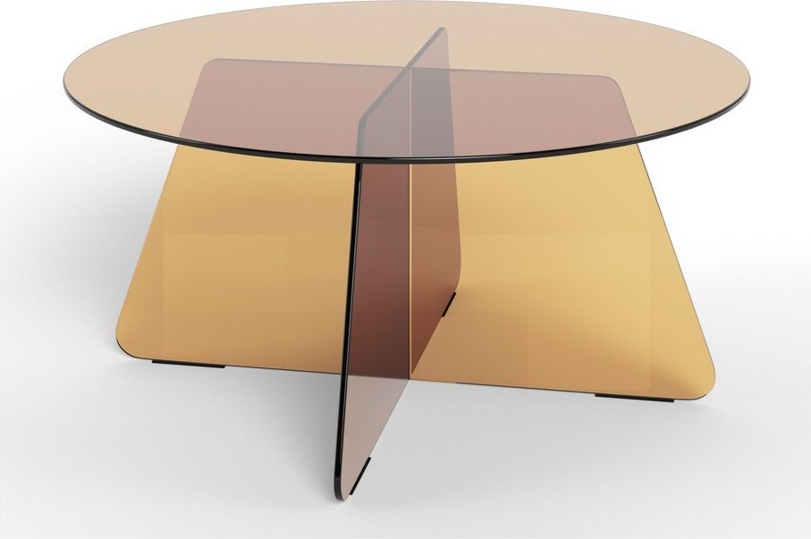 Hnědý skleněný kulatý konferenční stolek ø 80 cm Samos – Actona Actona