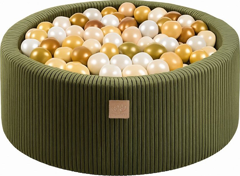 Khaki manšestrový bazének s míčky 90x90x30 cm Montessori – Meowbaby MeowBaby