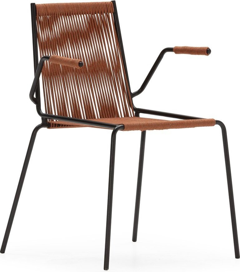 Kovové jídelní židle v sadě 2 ks s područkami/stohovatelné v terakotové barvě Emily – Marckeric Marckeric