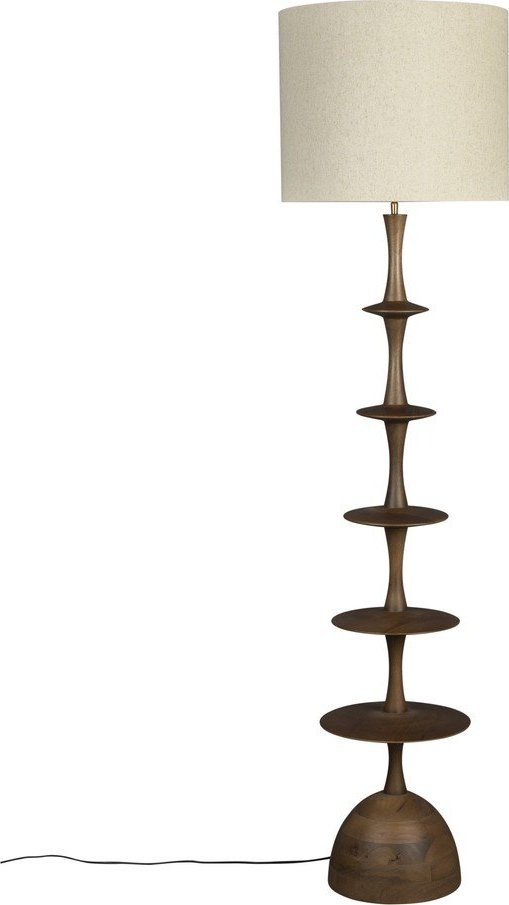 Krémová/v tmavě přírodní barvě stojací lampa s textilním stínidlem (výška 179 cm) Cath – Dutchbone Dutchbone