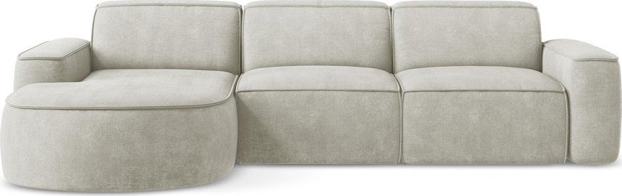 Krémová žinylková rohová pohovka (levý roh/s lenoškou) Omao – Makamii Makamii