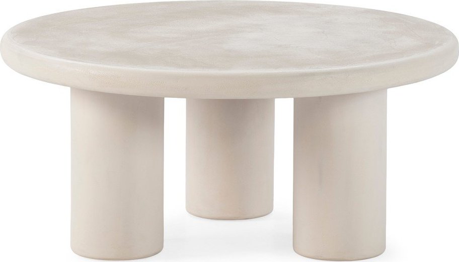 Krémový kulatý konferenční stolek v dekoru kamene ø 80 cm Iriel – MOME Mome