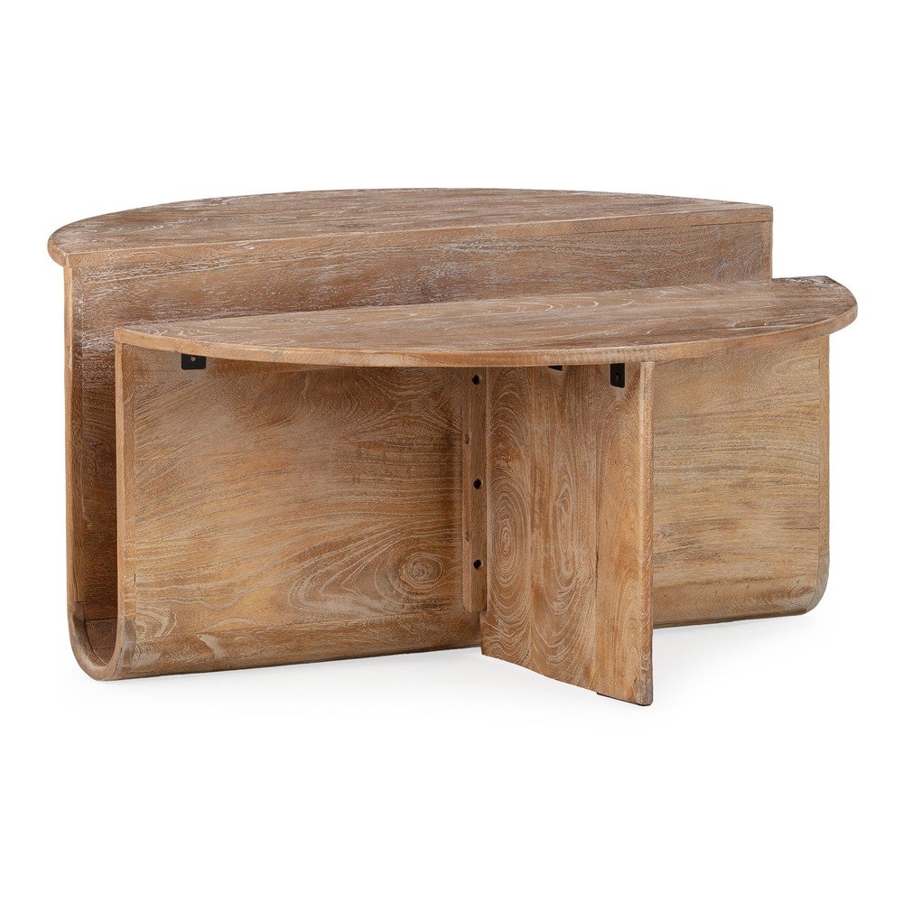 Kulatý konferenční stolek z mangového dřeva v tmavě přírodní barvě ø 80 cm Divya – MOME Mome