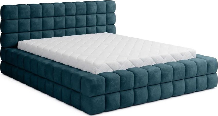 Modrá čalouněná dvoulůžková postel s úložným prostorem s roštem 180x200 cm Dizzle – ELTAP ELTAP
