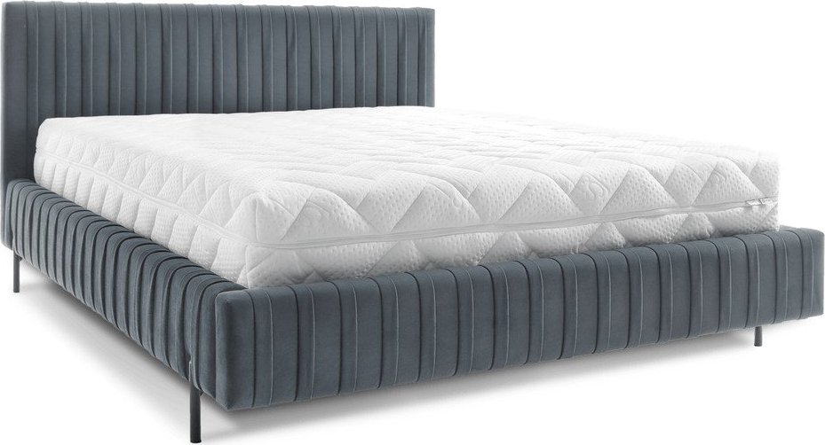 Modrá čalouněná dvoulůžková postel s úložným prostorem s roštem 180x200 cm Plissa – ELTAP ELTAP