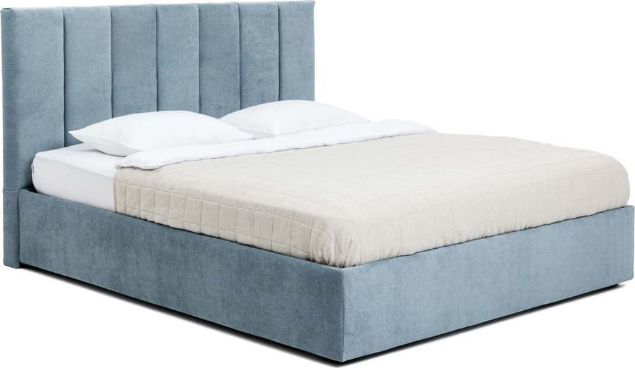 Modrá čalouněná dvoulůžková postel s úložným prostorem s roštem 180x200 cm Thessa Bold Line – Bonami Selection Bonami Selection