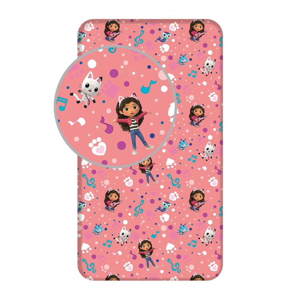 Napínací bavlněné dětské prostěradlo na jednolůžko 90x200 cm Gabby's Dollhouse – Jerry Fabrics Jerry Fabrics