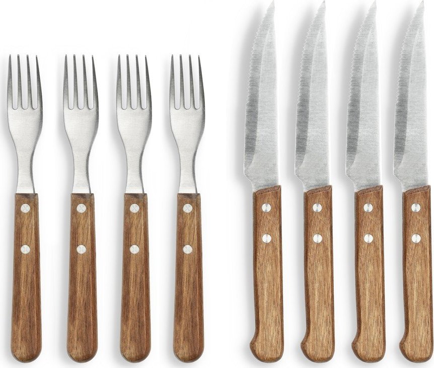 Nerezové steakové příbory v sadě 8 ks ve stříbrné barvě/v přírodní barvě – Holm Holm