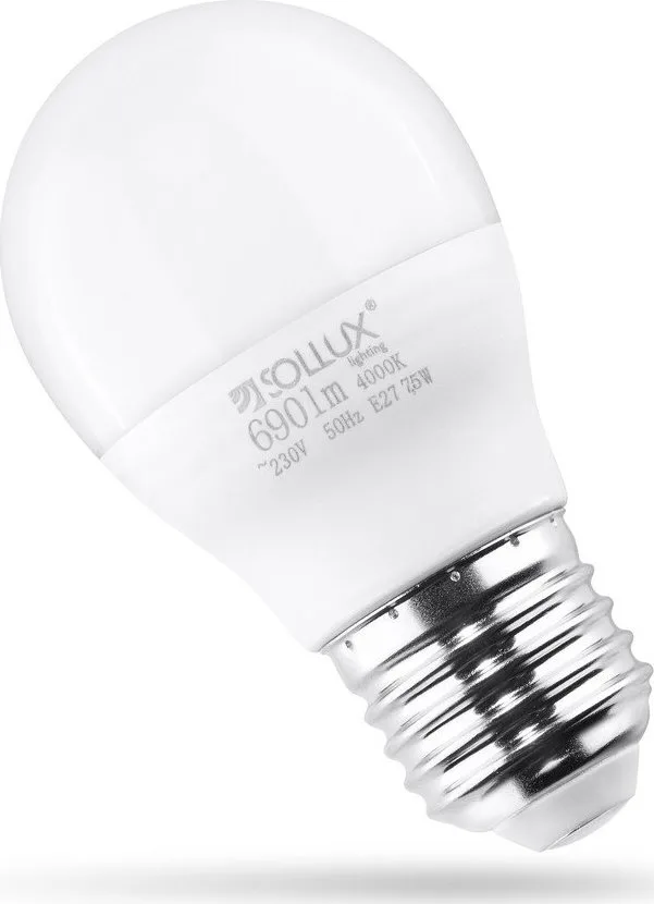 Neutrální bílá LED žárovka E27, 7,5 W – Sollux
