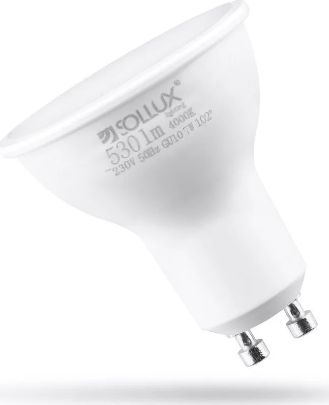 Neutrální bílá LED žárovka GU10, 7 W – Sollux