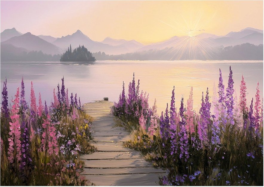 Obraz 113x85 cm Lupine Shore – Styler Styler