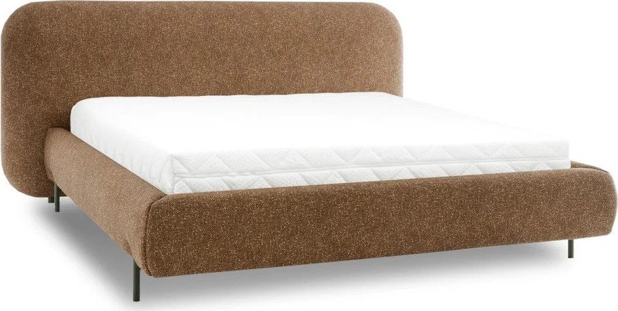 Okrově žlutá čalouněná dvoulůžková postel s úložným prostorem s roštem 160x200 cm Pointt – ELTAP ELTAP