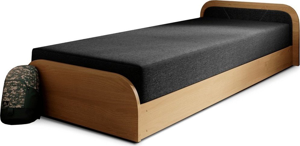 Okrově žlutá/tmavě šedá čalouněná/z dřevotřísky jednolůžková postel s úložným prostorem s matrací 80x190 cm Parys – ELTAP ELTAP