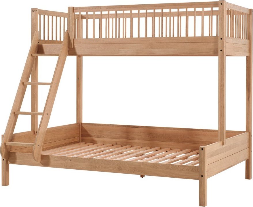 Patrová dětská postel z dubového dřeva s roštem 140x200/90x200 cm v přírodní barvě Forrest – Vipack Vipack