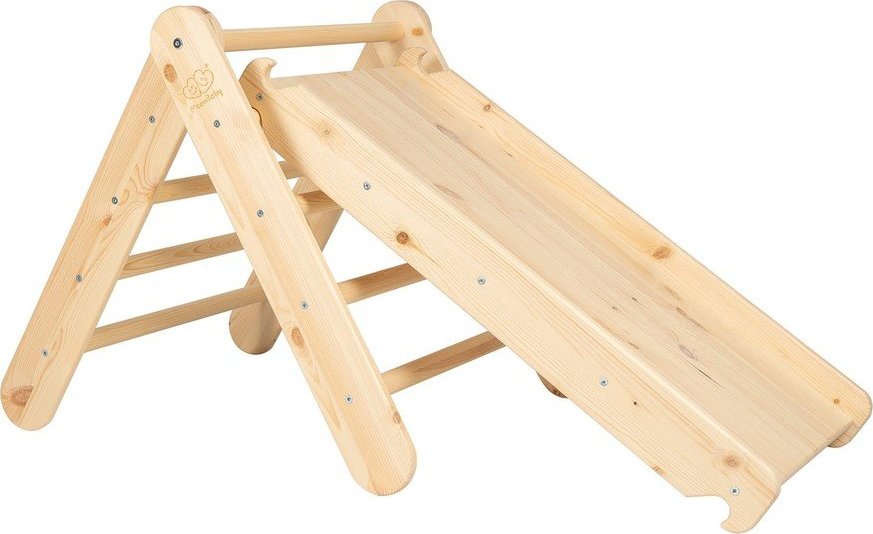 Pikler trojúhelník z borovicového dřeva v přírodní barvě 46x87x60 cm Montessori – Meowbaby MeowBaby