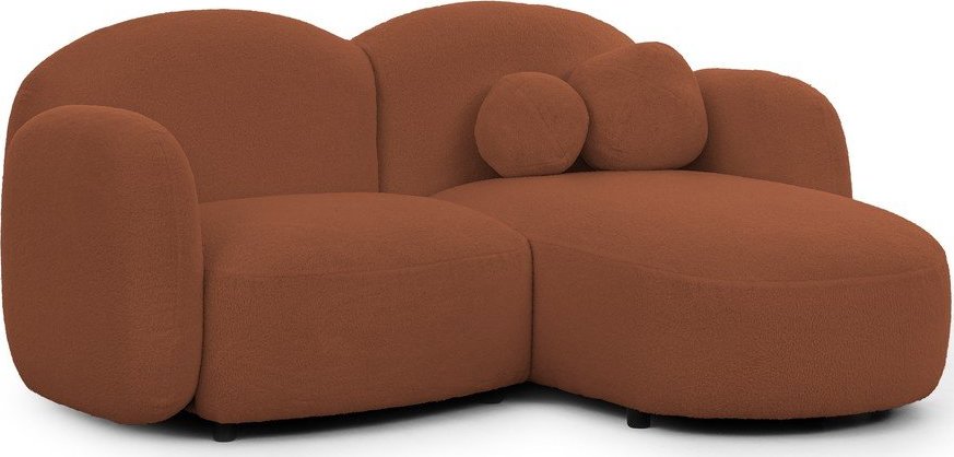 Rohová pohovka z textilie bouclé v terakotové barvě (pravý roh/s lenoškou) Orbit – Ropez Ropez