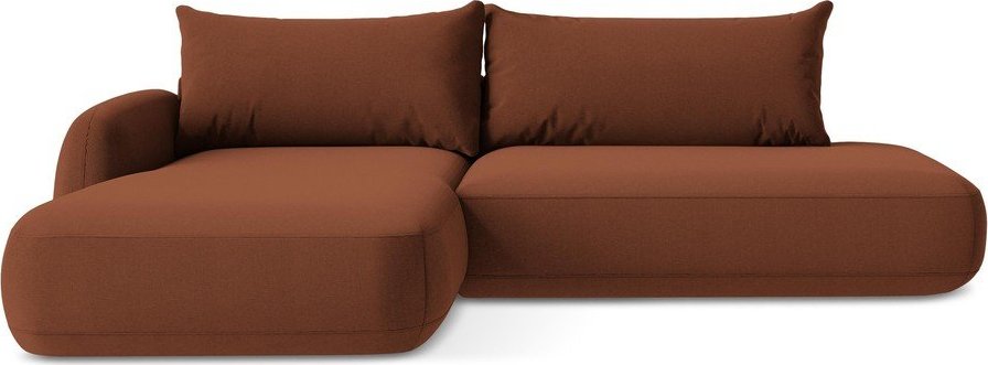 Rozkládací rohová pohovka v terakotové barvě (levý roh/s lenoškou) Hale – Makamii Makamii