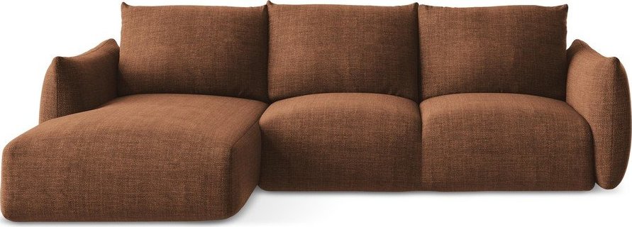 Rozkládací rohová pohovka v terakotové barvě (levý roh/s lenoškou) Leila – Makamii Makamii