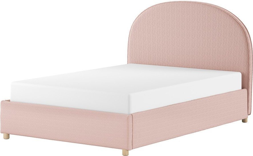 Růžová čalouněná dvoulůžková postel s úložným prostorem s roštem 140x200 cm Moon – Vipack Vipack