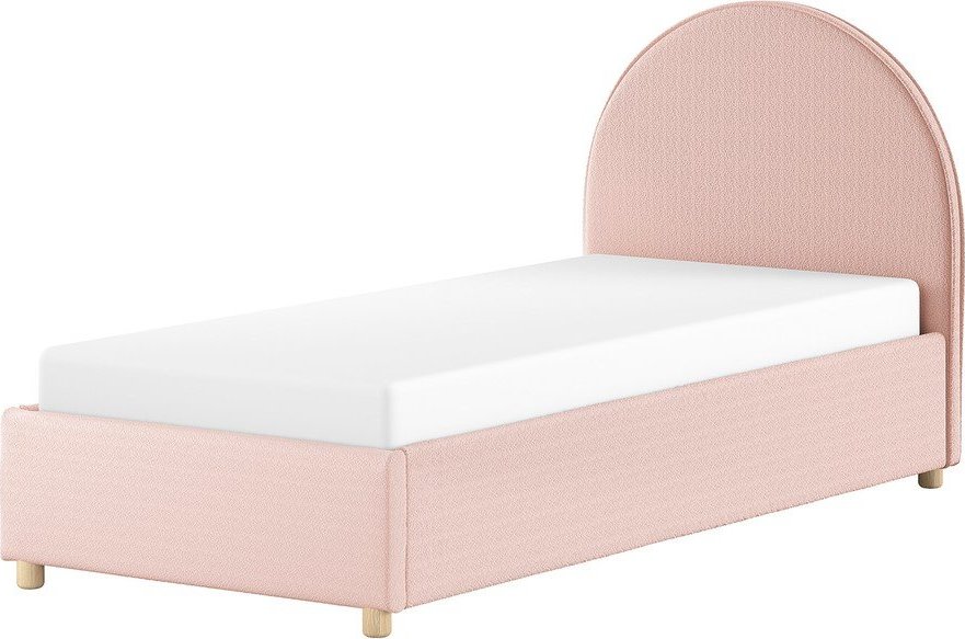 Růžová čalouněná jednolůžková postel s úložným prostorem s roštem 90x200 cm Moon – Vipack Vipack