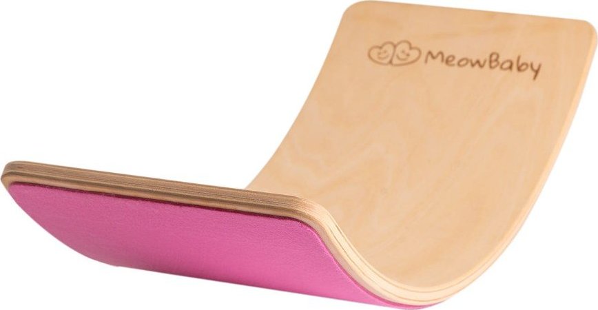 Růžová/v přírodní barvě balanční deska z borovicového dřeva 80x30x18 cm Montessori – Meowbaby MeowBaby