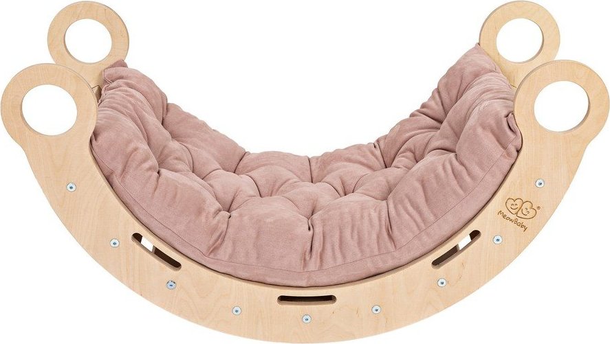 Růžová/v přírodní barvě houpačka z borovicového dřeva 39x75x38 cm Montessori – Meowbaby MeowBaby