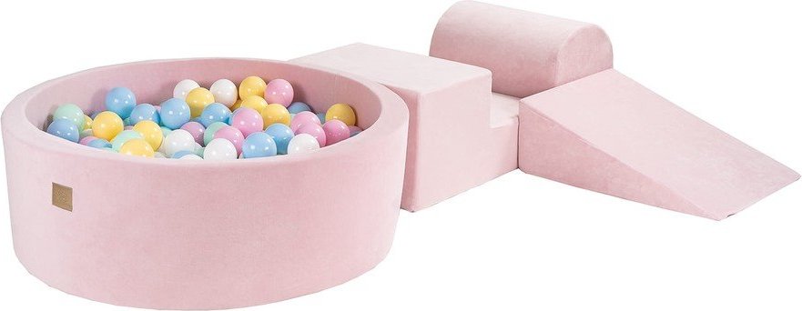 Růžové sametové pěnové hřiště 225x90x30 cm Montessori – Meowbaby MeowBaby