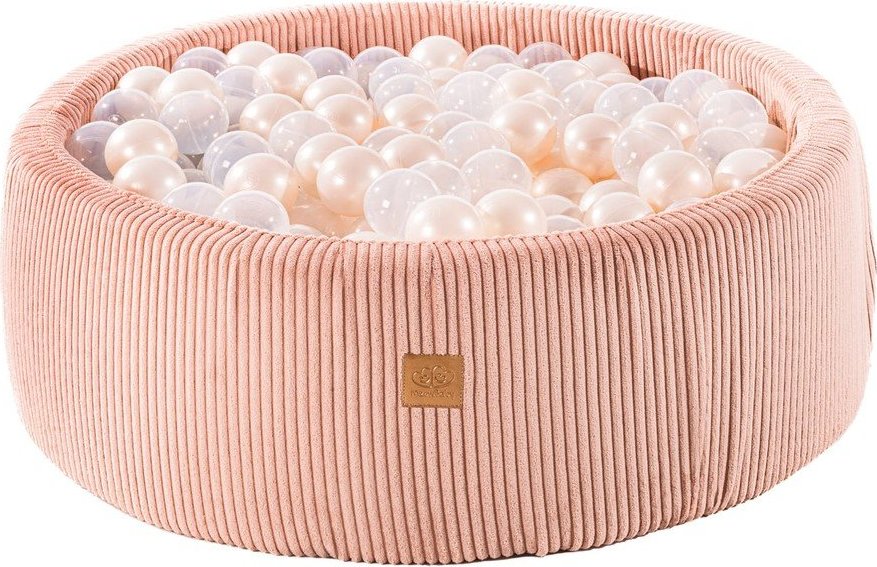 Růžový manšestrový bazének s míčky ø 90x30 cm Montessori – Meowbaby MeowBaby