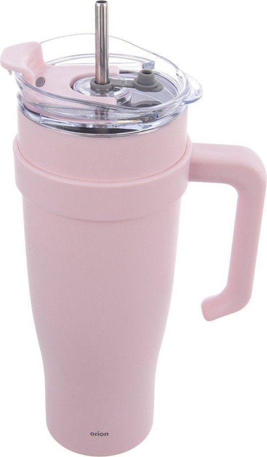 Růžový termo hrnek s brčkem 1