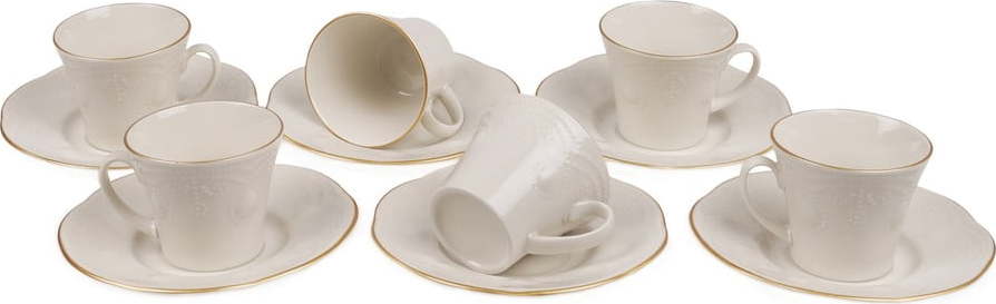 Sada 6 porcelánových šálků s podšálky Kutahya Stitched Kütahya Porselen
