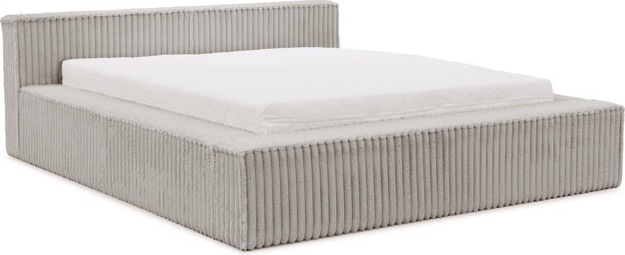 Šedá čalouněná dvoulůžková postel s úložným prostorem s roštem 160x200 cm Cloe – Ropez Ropez