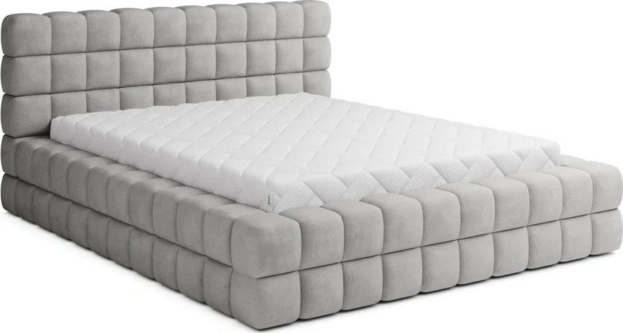 Šedá čalouněná dvoulůžková postel s úložným prostorem s roštem 160x200 cm Dizzle – ELTAP ELTAP