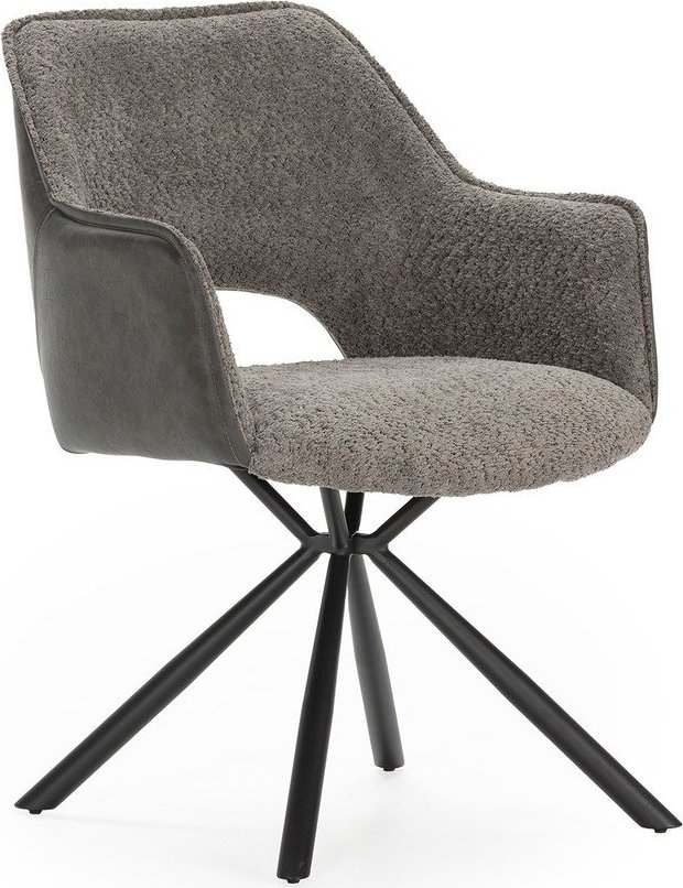 Šedá čalouněná jídelní křesla v sadě 2 ks s područkami Mariel – Marckeric Marckeric