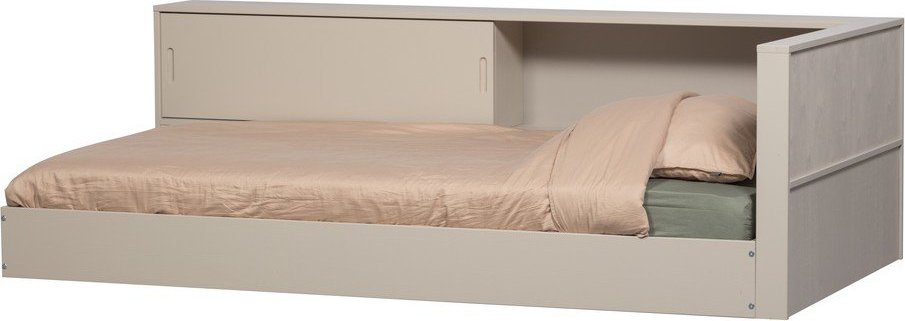 Šedá/béžová jednolůžková postel z borovicového dřeva bez roštu 90x200 cm Carter – WOOOD WOOOD