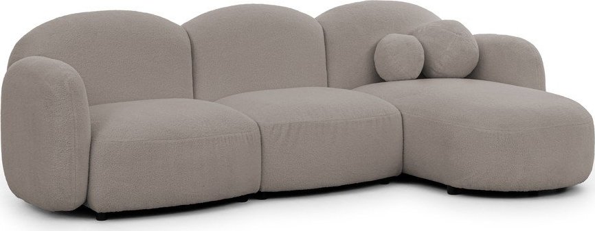 Šedá rohová pohovka z textilie bouclé (pravý roh/s lenoškou) Orbit – Ropez Ropez