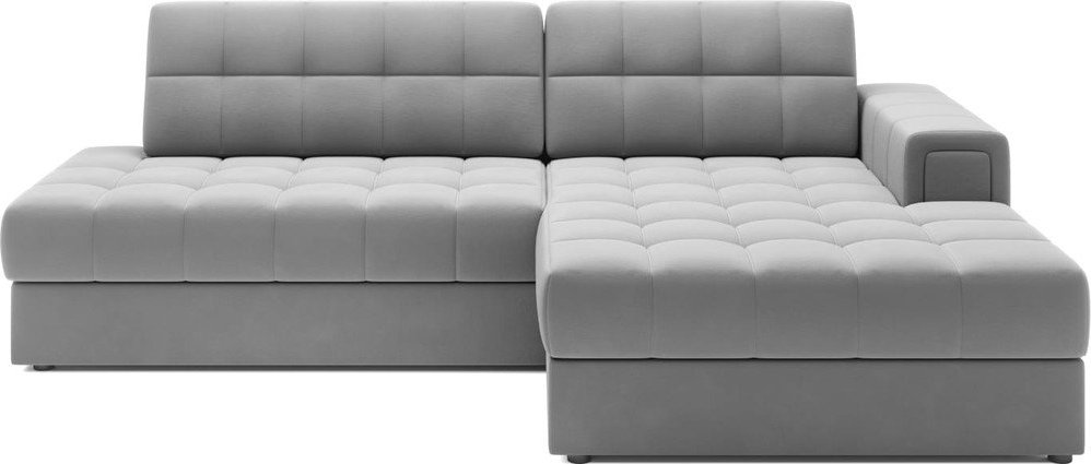 Šedá sametová rozkládací rohová pohovka (pravý roh/s lenoškou) Blezalt – ELTAP ELTAP