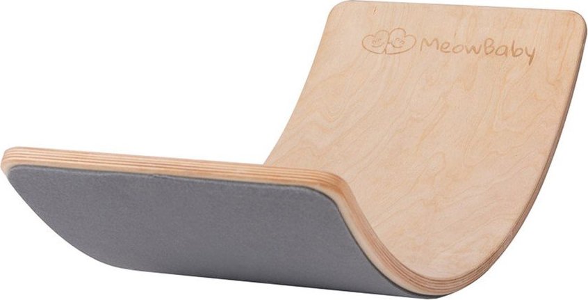 Šedá/v přírodní barvě balanční deska z borovicového dřeva 80x30x18 cm Montessori – Meowbaby MeowBaby