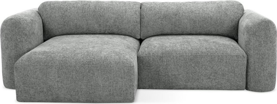 Šedá žinylková rozkládací/s úložným prostorem rohová pohovka (levý roh/s lenoškou) Mele – Makamii Makamii