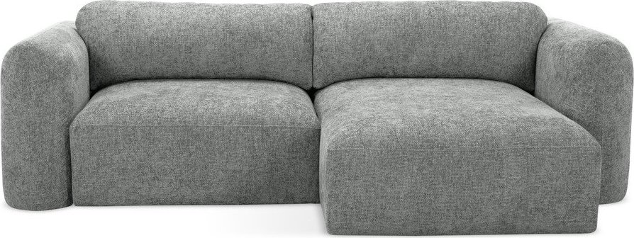 Šedá žinylková rozkládací/s úložným prostorem rohová pohovka (pravý roh/s lenoškou) Mele – Makamii Makamii