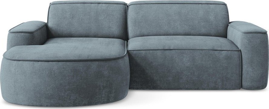 Šedomodrá žinylková rohová pohovka (levý roh/s lenoškou) Omao – Makamii Makamii