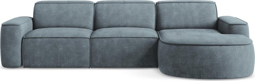 Šedomodrá žinylková rohová pohovka (pravý roh/s lenoškou) Omao – Makamii Makamii