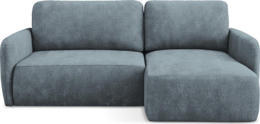 Šedomodrá žinylková rozkládací/s úložným prostorem rohová pohovka (pravý roh/s lenoškou) Lilo – Makamii Makamii